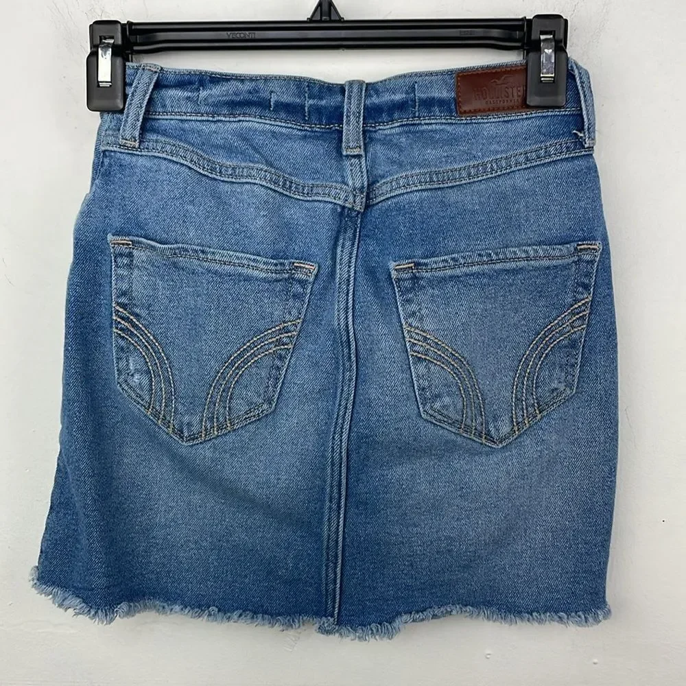 Y2K Hollister Denim Distressed Mini Skirt Jean size 00